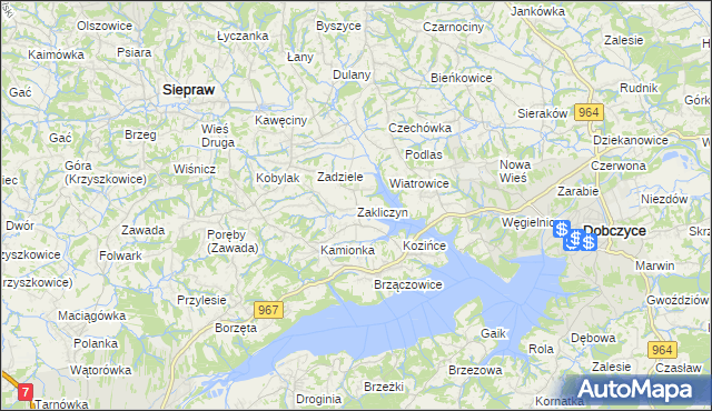 mapa Zakliczyn gmina Siepraw, Zakliczyn gmina Siepraw na mapie Targeo