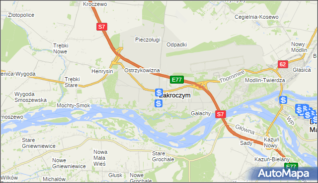 mapa Zakroczym, Zakroczym na mapie Targeo