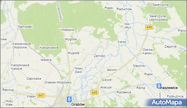 mapa Zamość gmina Sieroszewice, Zamość gmina Sieroszewice na mapie Targeo