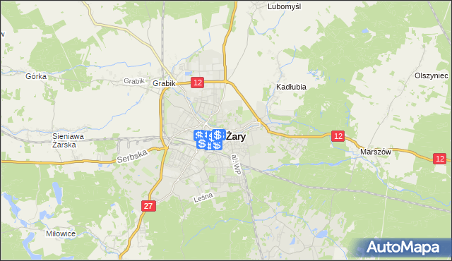 mapa Żary, Żary na mapie Targeo