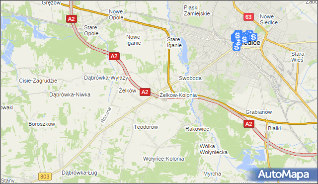 mapa Żelków-Kolonia, Żelków-Kolonia na mapie Targeo