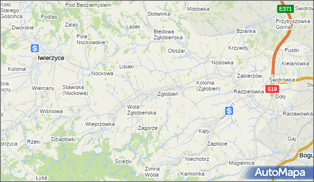 mapa Zgłobień, Zgłobień na mapie Targeo