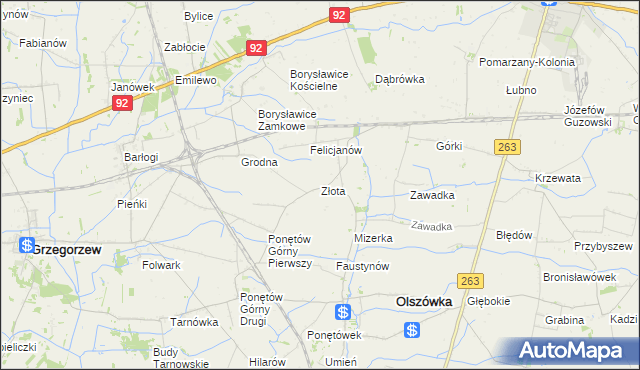 mapa Złota gmina Olszówka, Złota gmina Olszówka na mapie Targeo