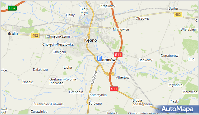 mapa Baranów powiat kępiński, Baranów powiat kępiński na mapie Targeo