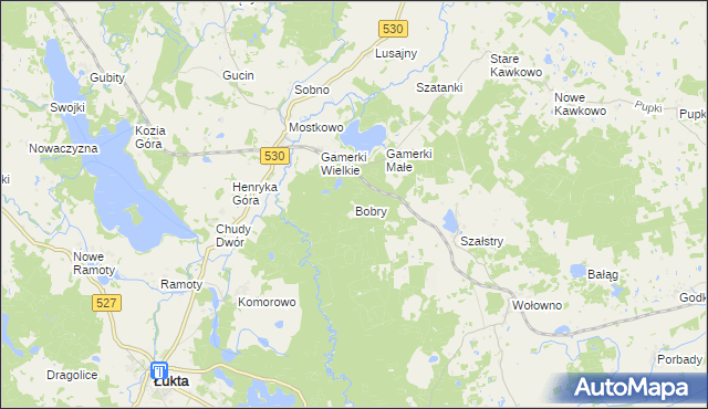 mapa Bobry gmina Jonkowo, Bobry gmina Jonkowo na mapie Targeo