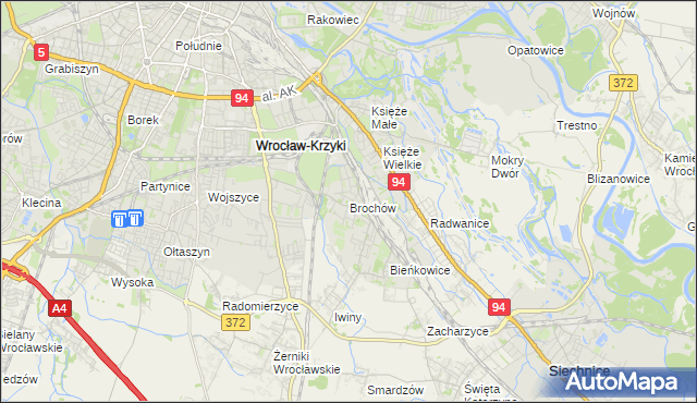 mapa Brochów gmina Wrocław, Brochów gmina Wrocław na mapie Targeo