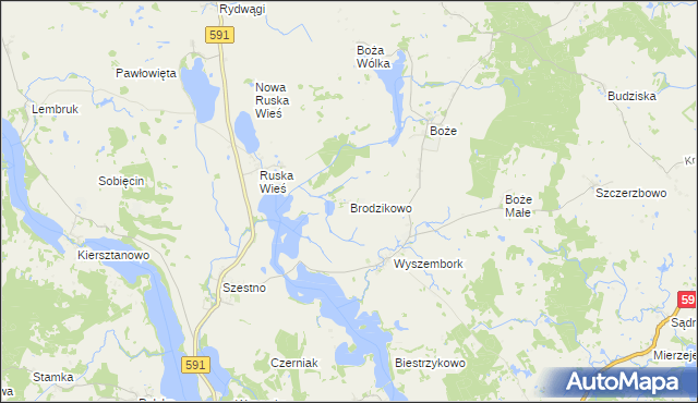 mapa Brodzikowo, Brodzikowo na mapie Targeo