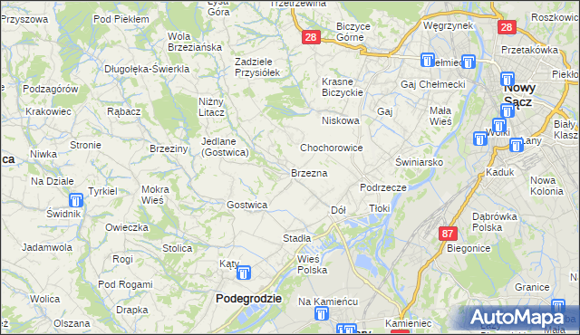 mapa Brzezna, Brzezna na mapie Targeo