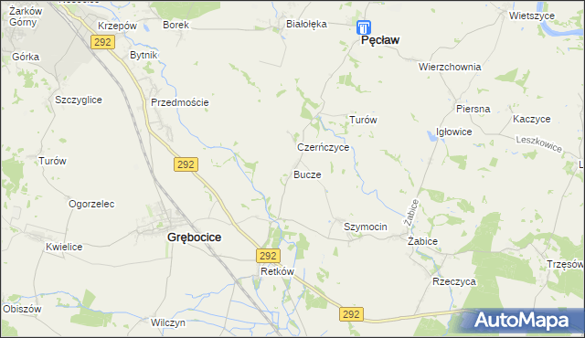 mapa Bucze gmina Grębocice, Bucze gmina Grębocice na mapie Targeo