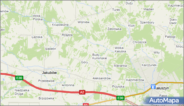 mapa Budy Kumińskie, Budy Kumińskie na mapie Targeo