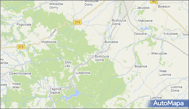 mapa Bystrzyca Górna, Bystrzyca Górna na mapie Targeo