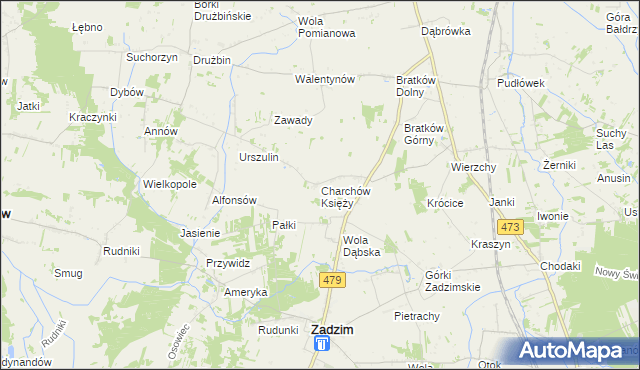 mapa Charchów Księży, Charchów Księży na mapie Targeo