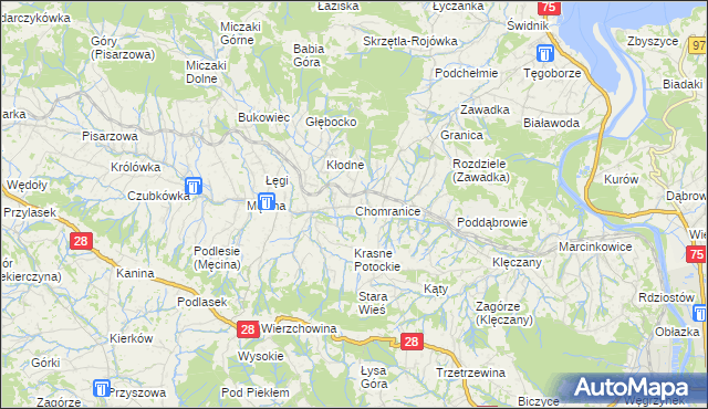 mapa Chomranice, Chomranice na mapie Targeo
