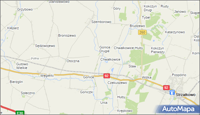 mapa Chwałkowice gmina Strzałkowo, Chwałkowice gmina Strzałkowo na mapie Targeo