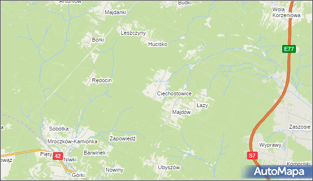 mapa Ciechostowice, Ciechostowice na mapie Targeo