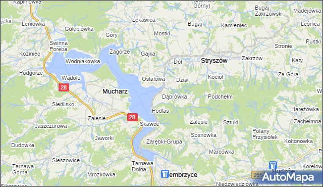 mapa Dąbrówka gmina Stryszów, Dąbrówka gmina Stryszów na mapie Targeo