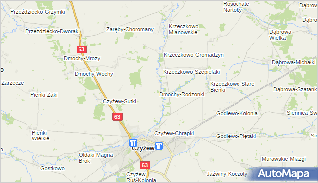 mapa Dmochy-Rodzonki, Dmochy-Rodzonki na mapie Targeo