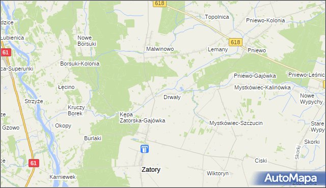 mapa Drwały gmina Zatory, Drwały gmina Zatory na mapie Targeo