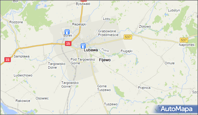 mapa Fijewo gmina Lubawa, Fijewo gmina Lubawa na mapie Targeo