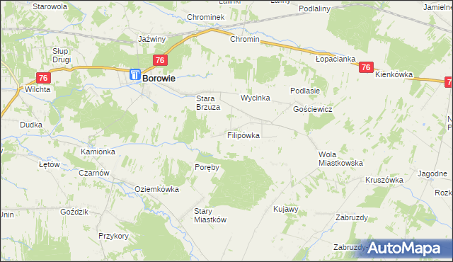 mapa Filipówka gmina Borowie, Filipówka gmina Borowie na mapie Targeo