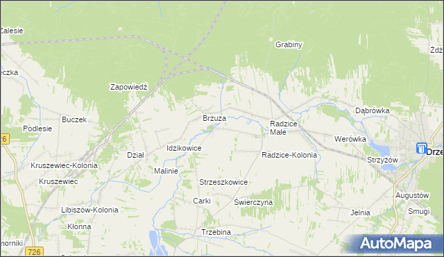 mapa Giełzów gmina Drzewica, Giełzów gmina Drzewica na mapie Targeo