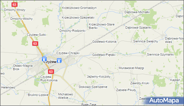 mapa Godlewo-Piętaki, Godlewo-Piętaki na mapie Targeo