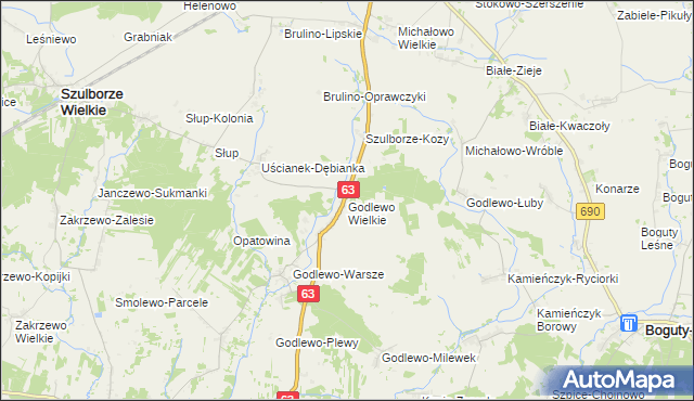 mapa Godlewo Wielkie, Godlewo Wielkie na mapie Targeo