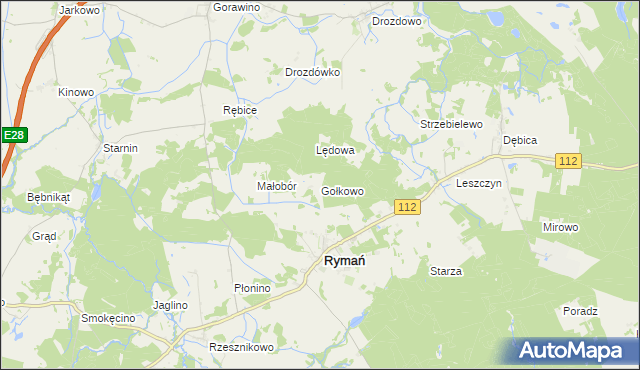 mapa Gołkowo gmina Rymań, Gołkowo gmina Rymań na mapie Targeo