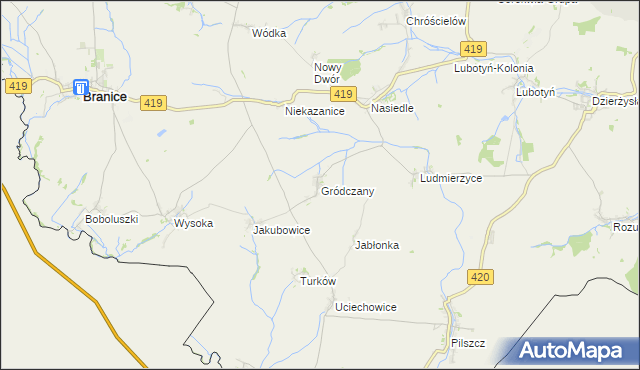 mapa Gródczany, Gródczany na mapie Targeo