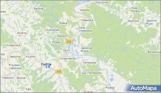 mapa Jabłonica Ruska, Jabłonica Ruska na mapie Targeo