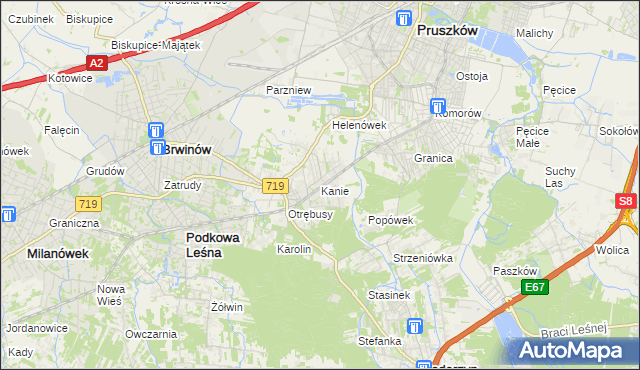 mapa Kanie gmina Brwinów, Kanie gmina Brwinów na mapie Targeo