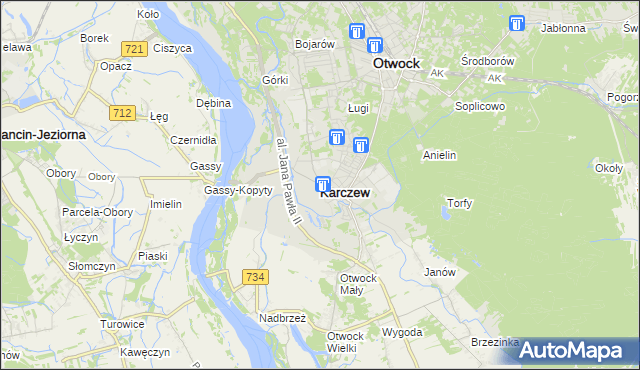 mapa Karczew powiat otwocki, Karczew powiat otwocki na mapie Targeo