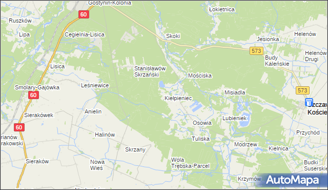 mapa Kiełpieniec, Kiełpieniec na mapie Targeo