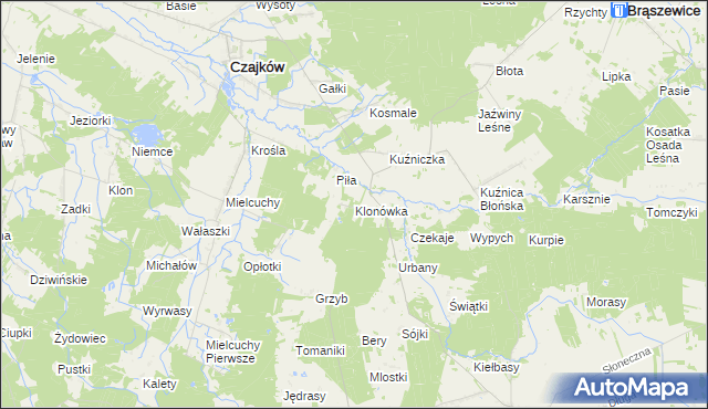 mapa Klonówka gmina Klonowa, Klonówka gmina Klonowa na mapie Targeo