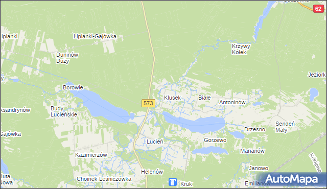 mapa Klusek gmina Gostynin, Klusek gmina Gostynin na mapie Targeo