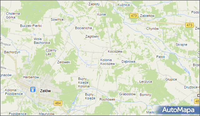 mapa Kolonia Kociszew, Kolonia Kociszew na mapie Targeo
