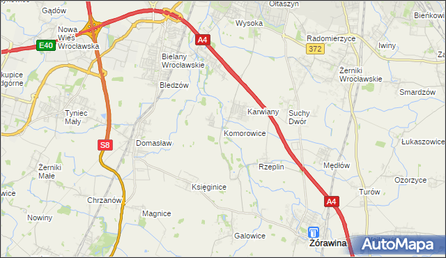 mapa Komorowice gmina Żórawina, Komorowice gmina Żórawina na mapie Targeo
