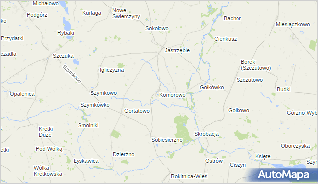 mapa Komorowo gmina Bartniczka, Komorowo gmina Bartniczka na mapie Targeo