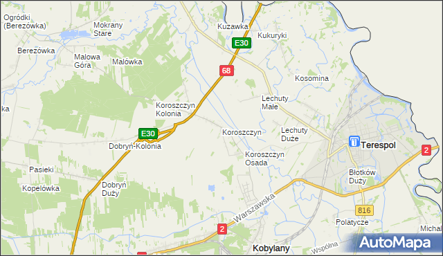 mapa Koroszczyn, Koroszczyn na mapie Targeo