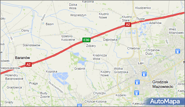 mapa Kraśnicza Wola, Kraśnicza Wola na mapie Targeo