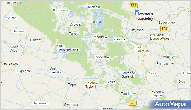 mapa Krzymów gmina Szczawin Kościelny, Krzymów gmina Szczawin Kościelny na mapie Targeo