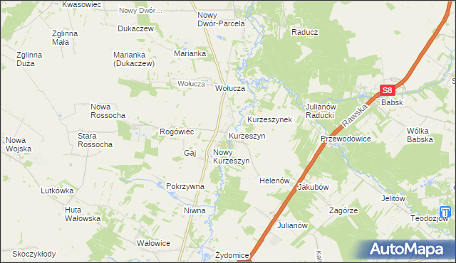 mapa Kurzeszyn, Kurzeszyn na mapie Targeo