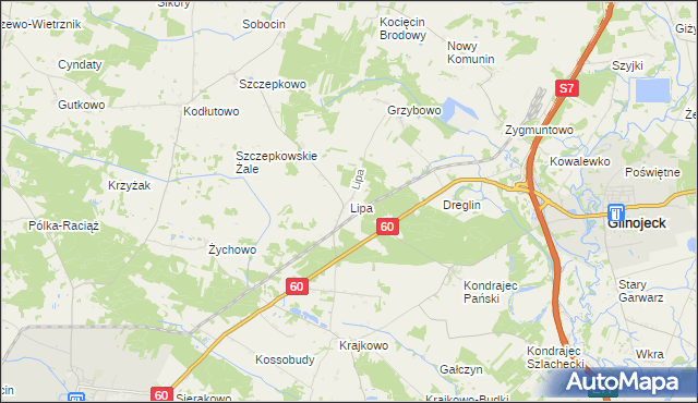 mapa Lipa gmina Raciąż, Lipa gmina Raciąż na mapie Targeo