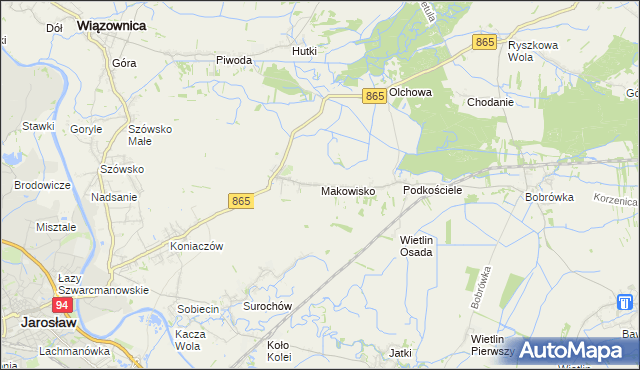 mapa Makowisko gmina Jarosław, Makowisko gmina Jarosław na mapie Targeo