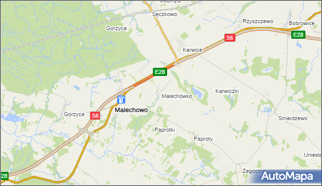 mapa Malechówko, Malechówko na mapie Targeo