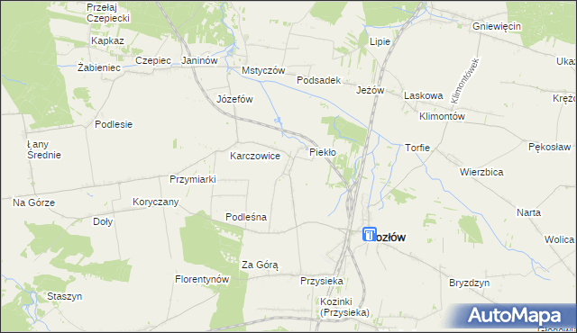 mapa Marcinowice gmina Kozłów, Marcinowice gmina Kozłów na mapie Targeo