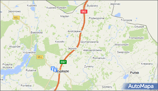 mapa Mikołajówka gmina Szypliszki, Mikołajówka gmina Szypliszki na mapie Targeo