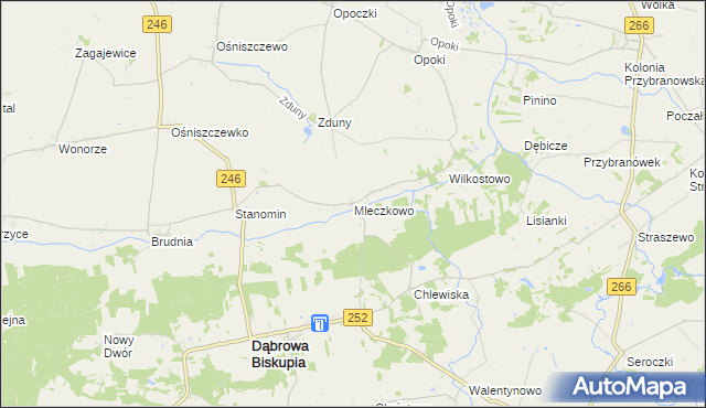 mapa Mleczkowo gmina Dąbrowa Biskupia, Mleczkowo gmina Dąbrowa Biskupia na mapie Targeo