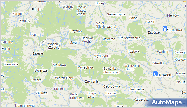 mapa Młyńczyska, Młyńczyska na mapie Targeo
