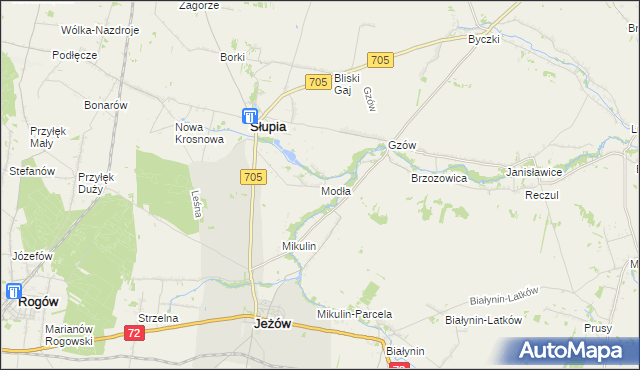 mapa Modła gmina Słupia, Modła gmina Słupia na mapie Targeo